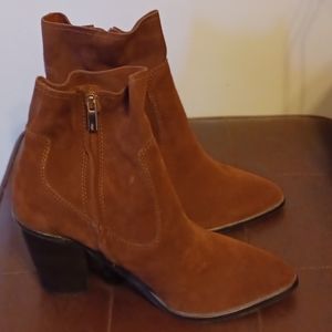 Treasure & Bond Cognac Suede Ankle Booties